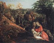 Samuel Palmer landscape with repose of the holy family France oil painting artist